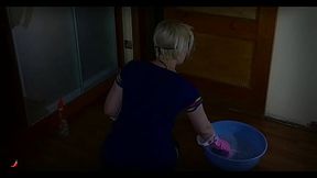 Mrs Lazinski as a naive, mature maid