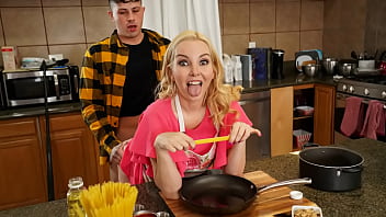 Hot blonde MILF chef gets fucked live on her show