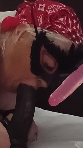 Pretty Little Mouth Gagging on Cock Stuck to the Headboard Pop Pop Pop