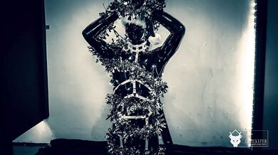 Human Latex Enclosed Christmas Tree, Dominated by Mistress
