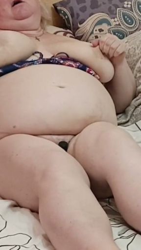 Stepmom masturbates her pussy in the evenings and rubs her big tits   Clip 2