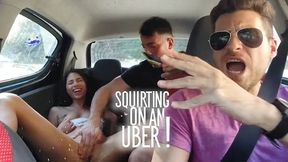 Squirting Uber Facial: Sucking and Swallowing in the Car