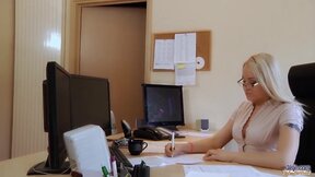 Assistant's bushy young beaver ravaged amazingly by her boss
