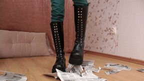 18 yo slut in green demonstrates her bad attitude to newspapers, fc002xh 1080p