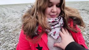 Facial for a Chubby Girlfriend Outdoors