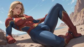 Futanari Captain Marvel Masturbation Selfsuck Cumshots