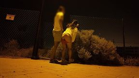 stranger seduced a milf at a bus stop. outdoor sex