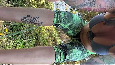 Lola Maverick pisses outside on beach pee in sand