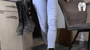 Filled pastries under dirty combat Boots