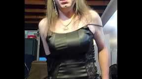 Jade In A Sexy Black Dress And Gloves