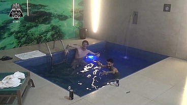 Threesome with friends in the motel pool Part 3