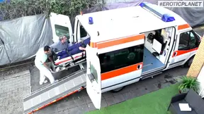 German - Hard sex in ambulance car