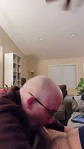 Swallowing his cock quickie