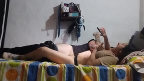 What a delicious blowjob my neighbor gives me and we end up fucking