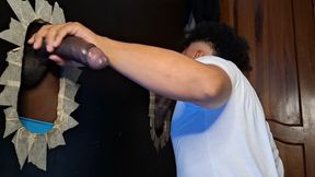 Sucking several brunette cocks