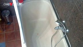 chubby teen masturbates in bathtub and has explosive strong orgasm