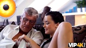 VIP4K Lovely girl satisfies needs using old cock of bf dad