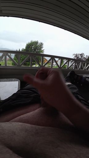 Masturbating Outside on the Porch