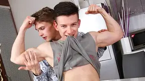 European twink hotties Tony and Kris fuck in the kitchen