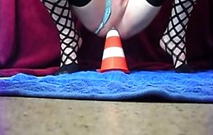 Bunny dilatare huge cone and double apple anal insertion