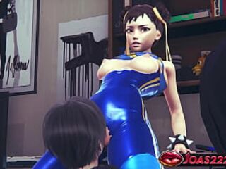 Lusty Chun Li Manga Playgirl In Constricted Blue Latex – Sexually excited Cosplay Angel Trembles As Tongue Devours Her Soaked Snatch, Groaning And Reaching Explosive CG Anime Orgasm