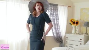 Redhead British MILF Mistress Red Masturbates in Stockings and Suspenders