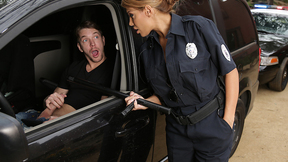 Latina officer caught on a guy jerking off in his car!