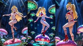 princess peach dancing in a magic forest (ai animation)