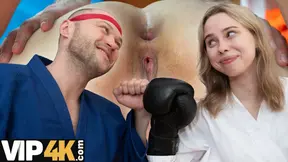 Hot Blonde Russian fights and loses bet, first time anal