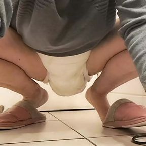 Wife Using Diaper to Pee