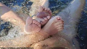 Sultry siblings swap sizzling sounds on tub toes, cumming on each other's dripping digits