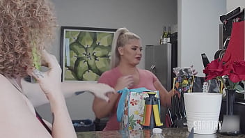 A nasty lesbo duo feasting on each other's fleshy cleavages & sensitive spots!