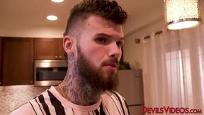 Erica Cherry's tight pussy gets pounded while swallowing her own cream while getting her ass drilled by Hatler Gurius