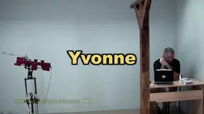 Yvonne gets bareback whipping on smacking machine