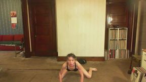 Estina performing Yoga and stripping