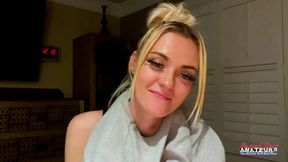 Skinny Blonde Cutie Sassy Sucks A Cock Before She Gets Her Pussy Pounded!
