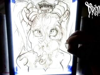 When That babe Manages to Fit Your Jock & Balls in Her Throat at The Same Time - Jizz flow Drawing Timelapse
