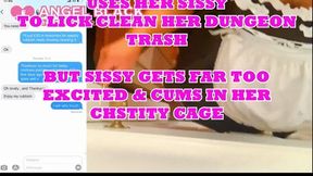 Sissy cums in its cage to being degraded as Mistress Scarlett Blacks trash recycling pig (1080HD)