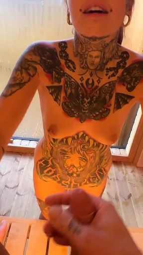 Steamy Sauna Fun with Facial Ending