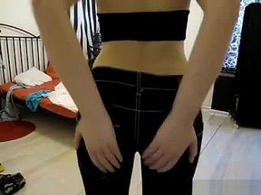 Redhead teen shaking her big ass and teasing fully clothed