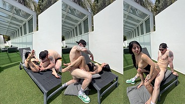 We escaped from the orgy to film behind the scenes and he cum all over my face