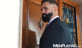 Bearded hunk Dani Robles groans as hung Jacob Lords destroys him