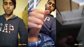 jerking off my big uncut cock public on my window till i cum - camilo brown