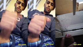 jerking off my big uncut cock public on my window till i cum - camilo brown