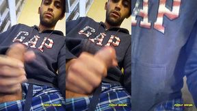 jerking off my big uncut cock public on my window till i cum - camilo brown