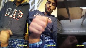 jerking off my big uncut cock public on my window till i cum - camilo brown