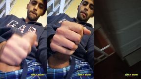 jerking off my big uncut cock public on my window till i cum - camilo brown