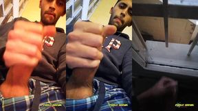 jerking off my big uncut cock public on my window till i cum - camilo brown