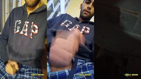 jerking off my big uncut cock public on my window till i cum - camilo brown