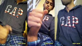jerking off my big uncut cock public on my window till i cum - camilo brown
